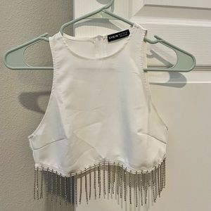 white high neck top - XS